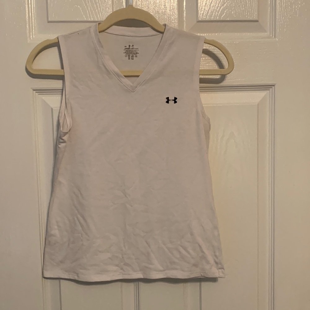 Under Armour white v-neck athletic tank top